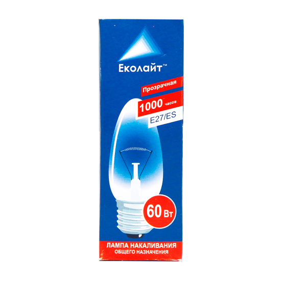 Лампочка Еколайт 60w E27 свеча